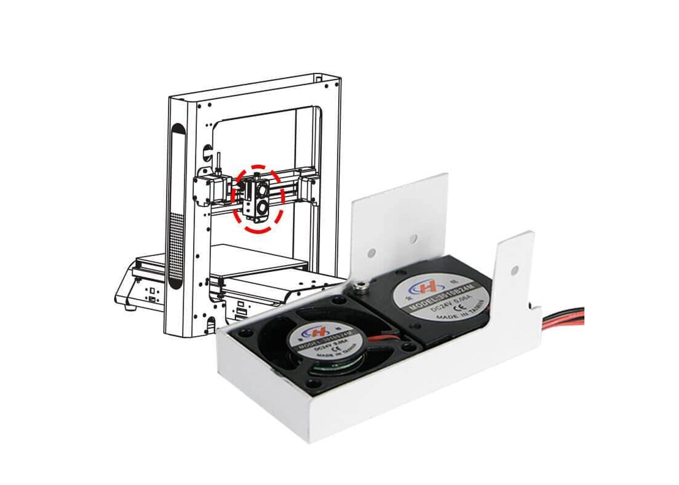 JGMaker A5S 3D 3010 DC 24V Extruderlüfter und Bauteillüfter